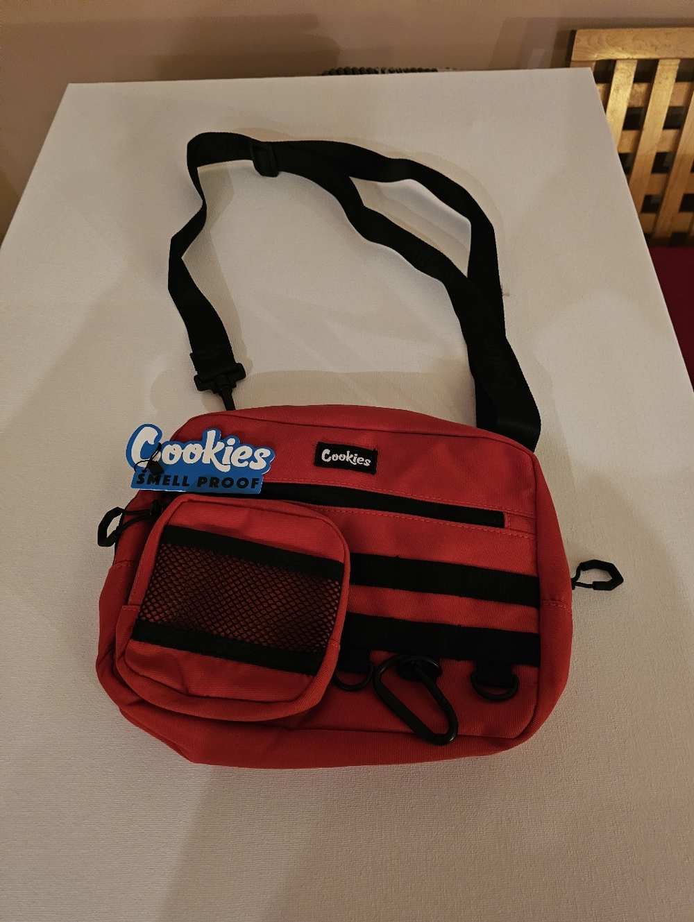 Cookies Red Crossbody Bag/Fanny Bag with Black Strap 11"x8" New